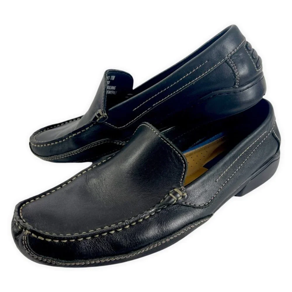 Giorgio Brutini‎ Mens Sz 11 Black Driving Moc Loafer Leather Vtg